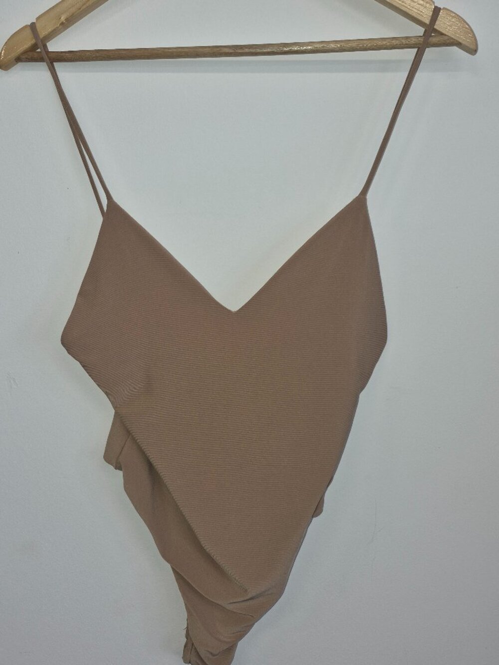 LUX LA Nude Beige Strappy Bodysuit Womens One Piece Minimalist Size LA